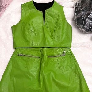 Retro Green 2 pc Leather Outfit